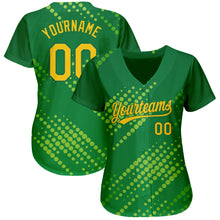 Charger l'image dans la galerie, Custom Neon Green Gold-Kelly Green 3D Pattern Design Authentic Baseball Jersey