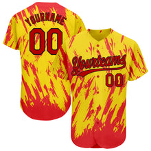 Загрузить изображение в средство просмотра галереи, Custom Gold Red-Black 3D Pattern Design Authentic Baseball Jersey