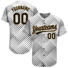 Load image into Gallery viewer, Custom White Black-Old Gold 3D Pattern Design Authentic Baseball Jersey