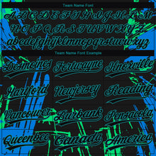 Load image into Gallery viewer, Custom Black Black Teal-Light Blue 3D Pattern Design Authentic Baseball Jersey