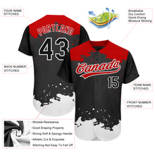 Load image into Gallery viewer, Custom Black Black-Red 3D Pattern Design Authentic Baseball Jersey