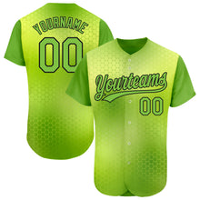Load image into Gallery viewer, Custom Neon Green Neon Green-Black 3D Pattern Design Authentic Baseball Jersey