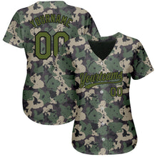Загрузить изображение в средство просмотра галереи, Custom Camo Olive-Black 3D Pattern Design Authentic Salute To Service Baseball Jersey