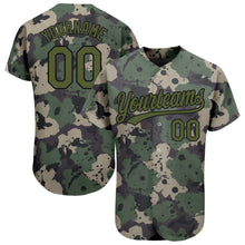 Загрузить изображение в средство просмотра галереи, Custom Camo Olive-Black 3D Pattern Design Authentic Salute To Service Baseball Jersey