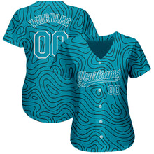 Charger l'image dans la galerie, Custom Teal Teal-Black 3D Pattern Design Authentic Baseball Jersey