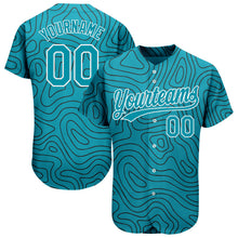 Charger l'image dans la galerie, Custom Teal Teal-Black 3D Pattern Design Authentic Baseball Jersey