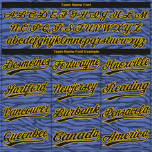 Load image into Gallery viewer, Custom Light Blue Black-Gold 3D Pattern Design Authentic Baseball Jersey