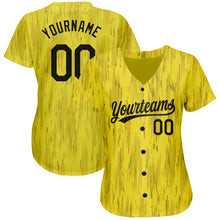 Laden Sie das Bild in den Galerie-Viewer, Custom Gold Black 3D Pattern Design Authentic Baseball Jersey