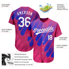 Load image into Gallery viewer, Custom Pink White-Royal 3D Pattern Design Authentic Baseball Jersey