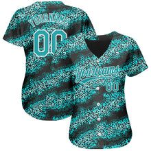 Charger l'image dans la galerie, Custom Teal Teal-Black 3D Pattern Design Authentic Baseball Jersey