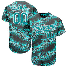 Charger l'image dans la galerie, Custom Teal Teal-Black 3D Pattern Design Authentic Baseball Jersey