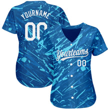Load image into Gallery viewer, Custom Royal White-Light Blue 3D Pattern Design Authentic Baseball Jersey