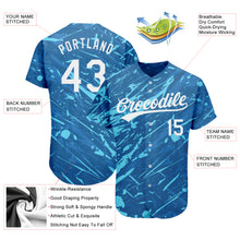 Load image into Gallery viewer, Custom Royal White-Light Blue 3D Pattern Design Authentic Baseball Jersey