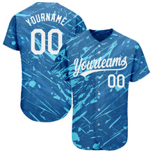 Load image into Gallery viewer, Custom Royal White-Light Blue 3D Pattern Design Authentic Baseball Jersey