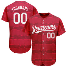Load image into Gallery viewer, Custom Red White 3D Pattern Design Authentic Baseball Jersey