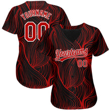 Charger l'image dans la galerie, Custom Black Red-White 3D Pattern Design Authentic Baseball Jersey