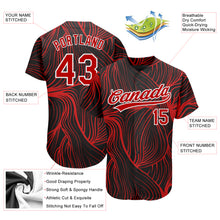 Charger l'image dans la galerie, Custom Black Red-White 3D Pattern Design Authentic Baseball Jersey