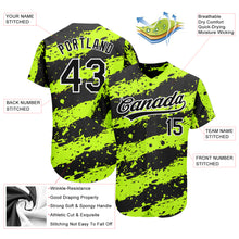 Load image into Gallery viewer, Custom Neon Green Black-White 3D Pattern Design Authentic Baseball Jersey