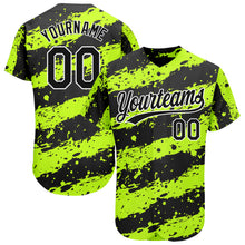Load image into Gallery viewer, Custom Neon Green Black-White 3D Pattern Design Authentic Baseball Jersey