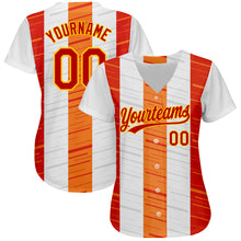 Laden Sie das Bild in den Galerie-Viewer, Custom White Red Gold-Orange 3D Pattern Design Authentic Baseball Jersey