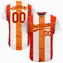 Laden Sie das Bild in den Galerie-Viewer, Custom White Red Gold-Orange 3D Pattern Design Authentic Baseball Jersey