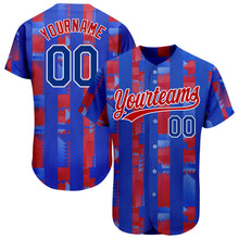 Загрузить изображение в средство просмотра галереи, Custom Royal Royal-Red 3D Pattern Design Authentic Baseball Jersey