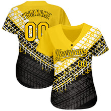 Laden Sie das Bild in den Galerie-Viewer, Custom Gold Gold-Black 3D Pattern Design Authentic Baseball Jersey