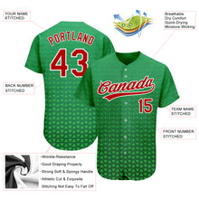Laden Sie das Bild in den Galerie-Viewer, Custom Kelly Green Red-White 3D Pattern Design Authentic Baseball Jersey