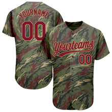 Загрузить изображение в средство просмотра галереи, Custom Olive Crimson-Old Gold 3D Pattern Design Authentic Salute To Service Baseball Jersey