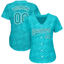 Load image into Gallery viewer, Custom Aqua Teal-White 3D Pattern Design Authentic Baseball Jersey