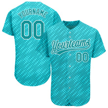 Load image into Gallery viewer, Custom Aqua Teal-White 3D Pattern Design Authentic Baseball Jersey