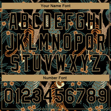 Загрузить изображение в средство просмотра галереи, Custom Black Black-Old Gold 3D Pattern Design Tiger And Peacock Authentic Basketball Jersey