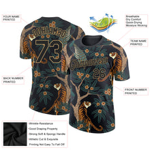 Загрузить изображение в средство просмотра галереи, Custom Black Black-Old Gold 3D Pattern Design Tiger And Peacock Performance T-Shirt