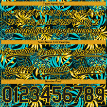 Laden Sie das Bild in den Galerie-Viewer, Custom Black Yellow 3D Pattern Tropical Plants Authentic Basketball Shorts