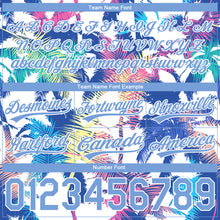 Laden Sie das Bild in den Galerie-Viewer, Custom White Light Blue 3D Pattern Hawaii Palm Trees Authentic Basketball Shorts