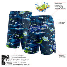 Загрузить изображение в средство просмотра галереи, Custom Navy Royal-White 3D Pattern Sea Wave Authentic Basketball Shorts