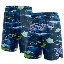 Загрузить изображение в средство просмотра галереи, Custom Navy Royal-White 3D Pattern Sea Wave Authentic Basketball Shorts