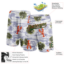 Загрузить изображение в средство просмотра галереи, Custom White Kelly Green-Orange 3D Pattern Tropical Beach Hawaii Palm Trees Authentic Basketball Shorts