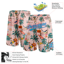 Загрузить изображение в средство просмотра галереи, Custom Light Pink Lakes Blue-Pink 3D Pattern Beach Hawaii Holiday Style Authentic Basketball Shorts