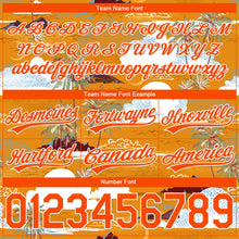 Laden Sie das Bild in den Galerie-Viewer, Custom Orange White 3D Pattern Palm Trees And Clouds Authentic Basketball Shorts
