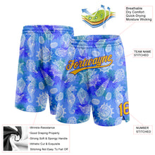 Загрузить изображение в средство просмотра галереи, Custom Royal Yellow-Purple 3D Pattern Conch And Seahorse Authentic Basketball Shorts