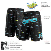 Загрузить изображение в средство просмотра галереи, Custom Black Lakes Blue-White 3D Pattern Fish Authentic Basketball Shorts