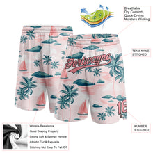 Загрузить изображение в средство просмотра галереи, Custom Light Pink Medium Pink-Black 3D Pattern Hawaii Palm Trees And Island Authentic Basketball Shorts
