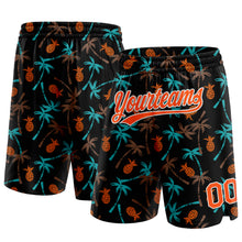Laden Sie das Bild in den Galerie-Viewer, Custom Black Orange-White 3D Pattern Hawaii Palm Trees And Pineapple Authentic Basketball Shorts