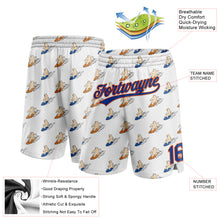 Загрузить изображение в средство просмотра галереи, Custom White Royal-Orange 3D Pattern Bears Surfing Authentic Basketball Shorts