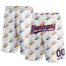 Загрузить изображение в средство просмотра галереи, Custom White Royal-Orange 3D Pattern Bears Surfing Authentic Basketball Shorts