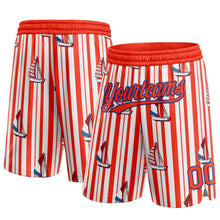 Загрузить изображение в средство просмотра галереи, Custom Orange Royal 3D Pattern Sailboats Authentic Basketball Shorts