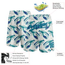 Загрузить изображение в средство просмотра галереи, Custom Cream Teal-Royal 3D Pattern Lobsters Authentic Basketball Shorts