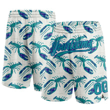 Загрузить изображение в средство просмотра галереи, Custom Cream Teal-Royal 3D Pattern Lobsters Authentic Basketball Shorts