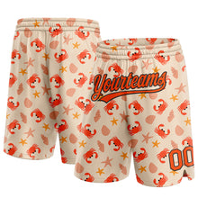Load image into Gallery viewer, Custom Cream Orange-Black 3D Pattern Crabs Shells And Starfishs Authentic Basketball Shorts
